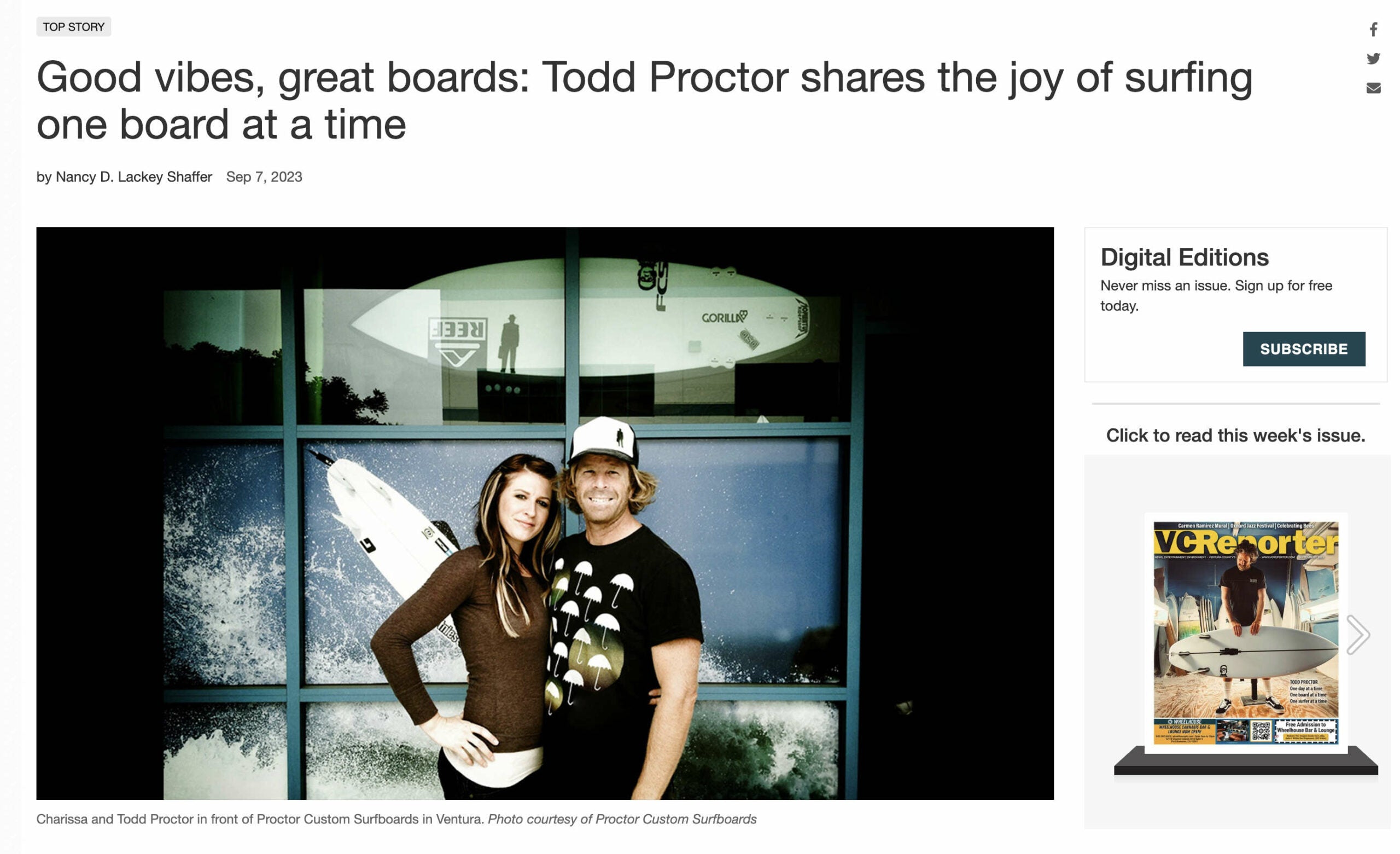 GOOD VIBES, GREAT BOARDS: TODD PROCTOR SHARES THE JOY OF SURFING ONE BOARD AT A TIME