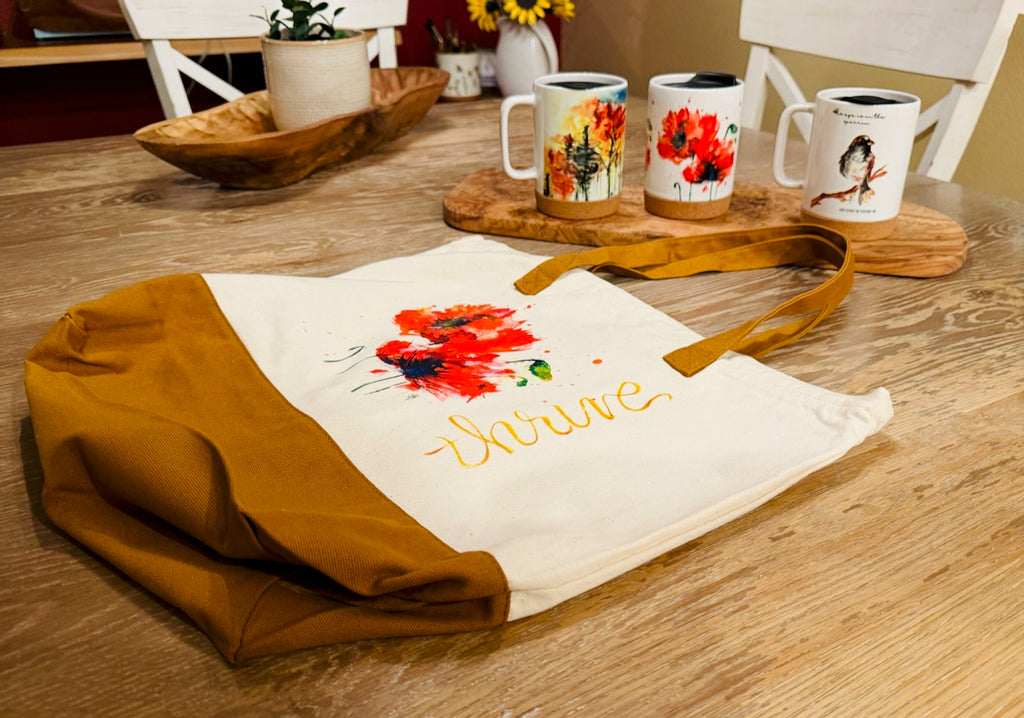 Canvas Bag with original 'Thrive' watercolor art by Charissa