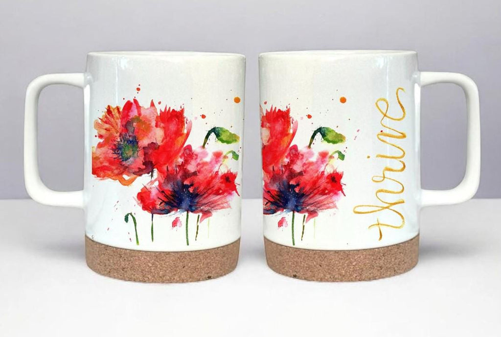 Ceramic Mug with original 'Thrive' watercolor art by Charissa