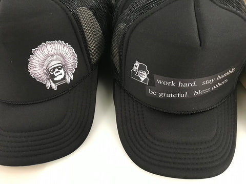 'Work Hard, Stay Humble, Be Grateful, Bless Others' Trucker Hats