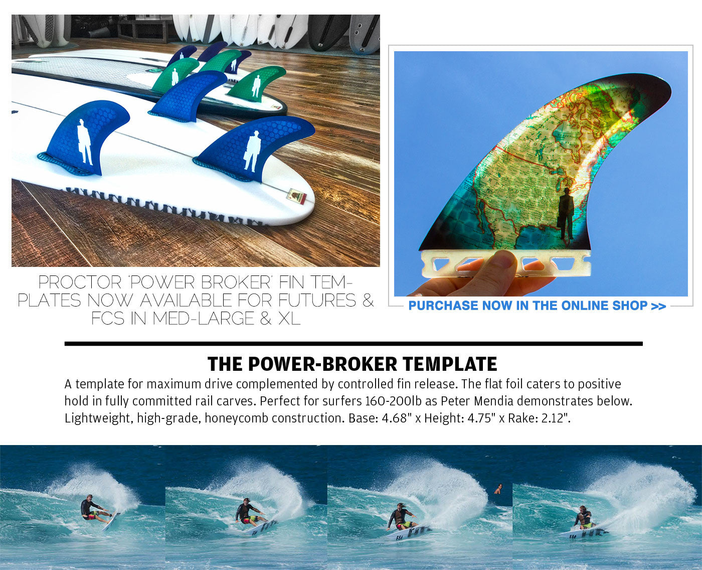 Proctor FCS Compatible &#39;Power Broker&#39; HexCore Large Fin